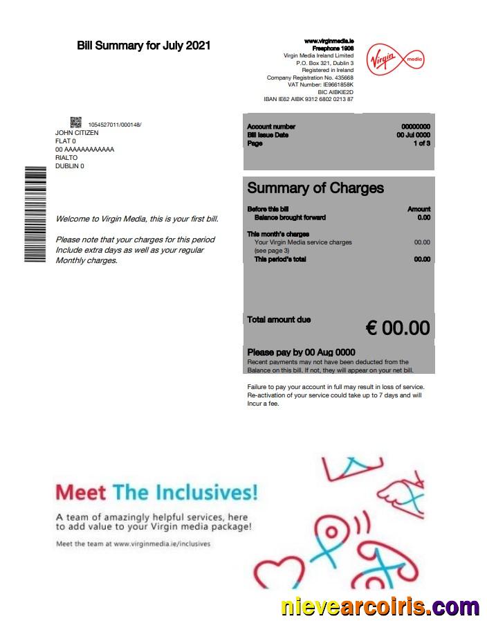 Ireland Virgin Media utility bill version 2